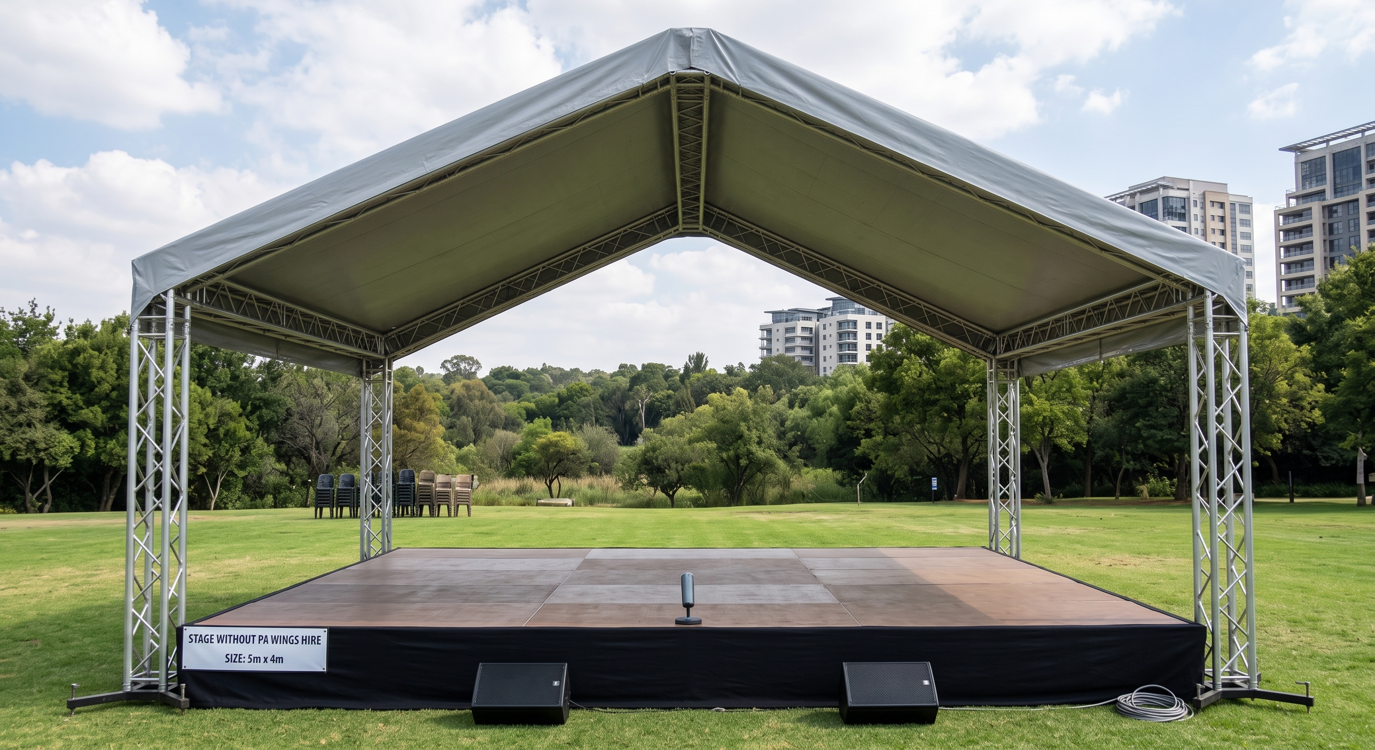 5m x 4m Triangular Roof Stage Without PA Wings Hire